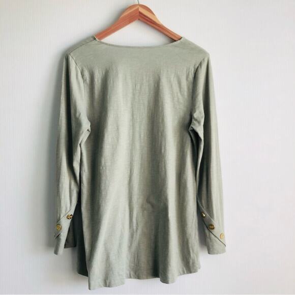 Soft Surroundings light green long sleeve top with button detail on sleeves med - Picture 4 of 6